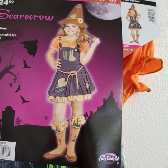 Fun World Girls 7/8 Scarecrow Costume 3 Piece Set - Picture 4 of 7